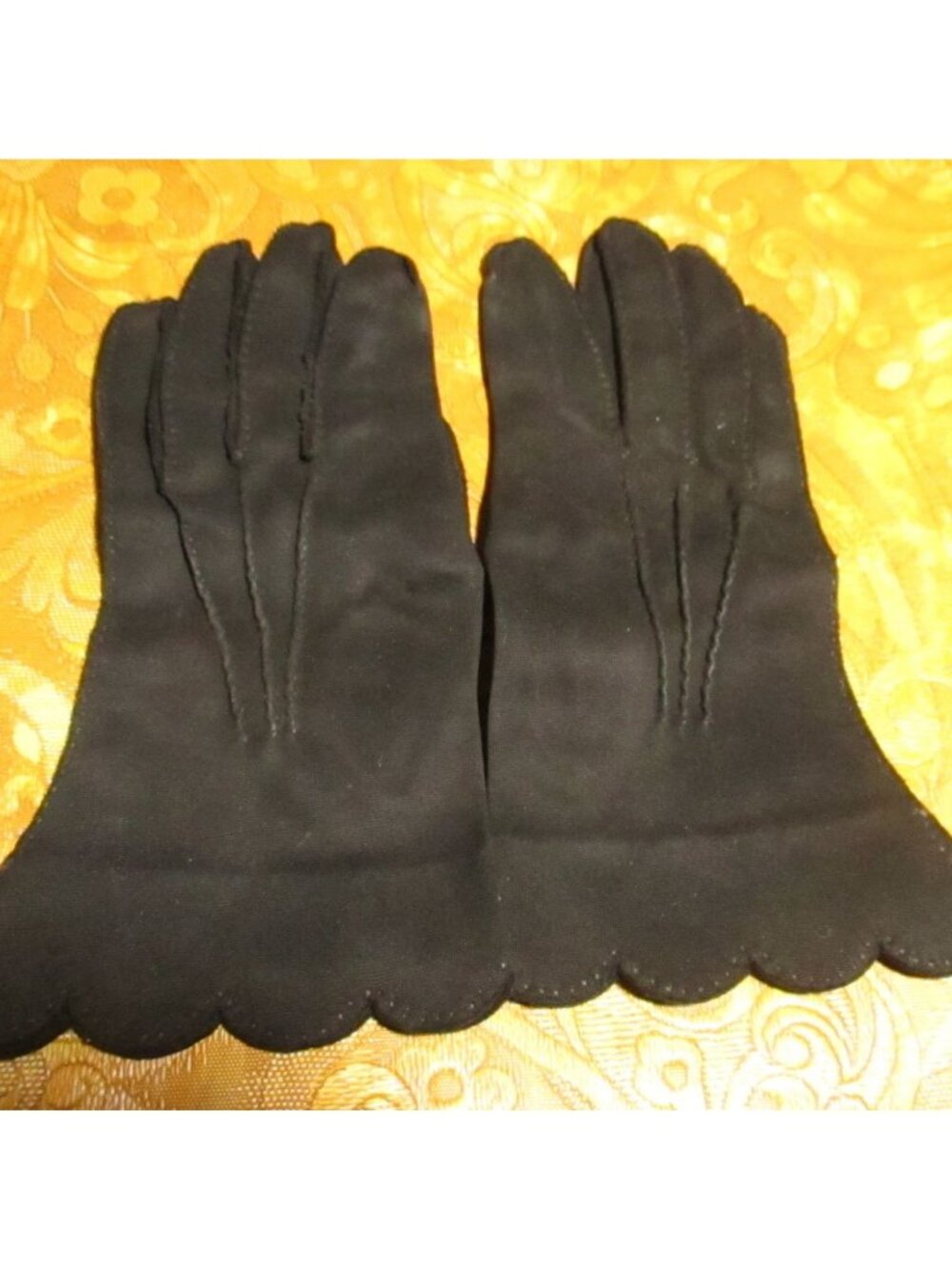 Vintage Women's Evening Gloves 7 1/2 1950's Wear Right Lex Suede Black Glamour